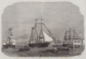 El progreso de la princesa Alexandra (princesa de Gales), llegada del Victoria y Albert, con su alteza real a bordo, en Gravesend
